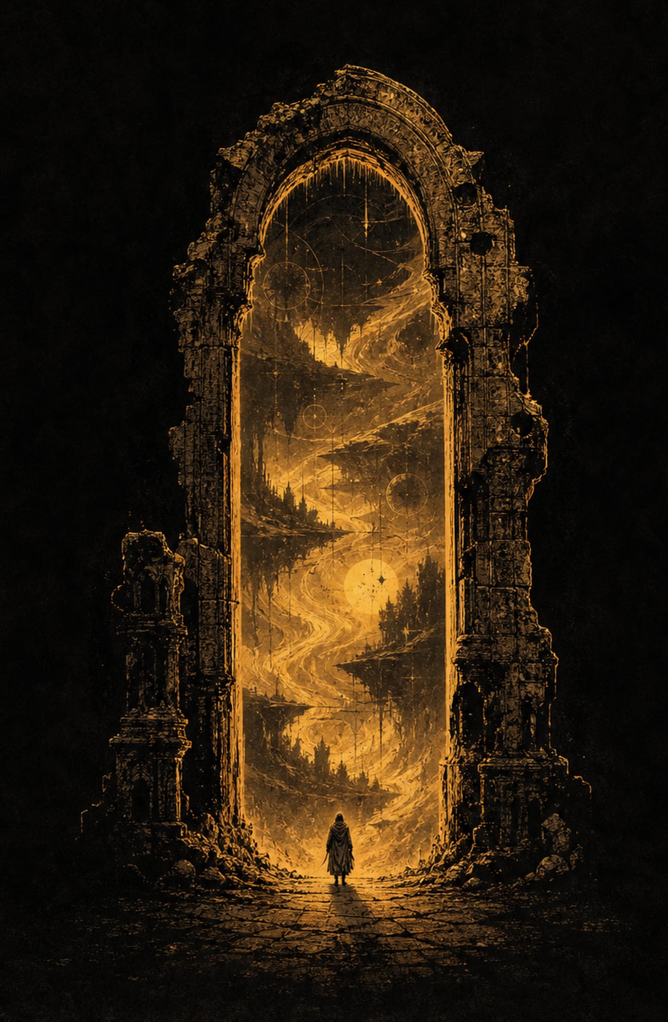 Die Schwelle des Portals und das Tagebuch des Reisenden, der vor dir hindurchgegangen ist.